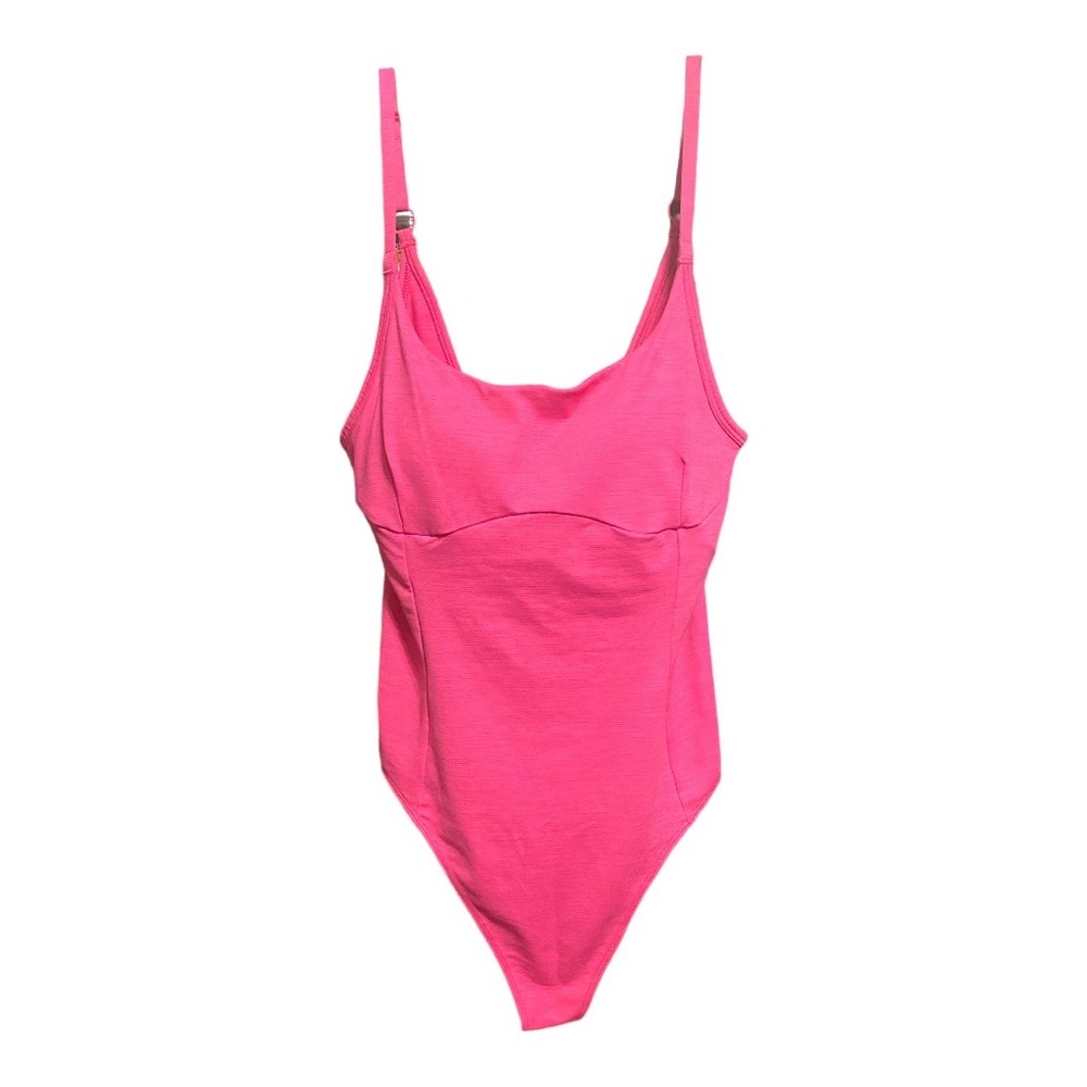 Outdoor Voices Move Free Leotard Padded  Pink Thong S